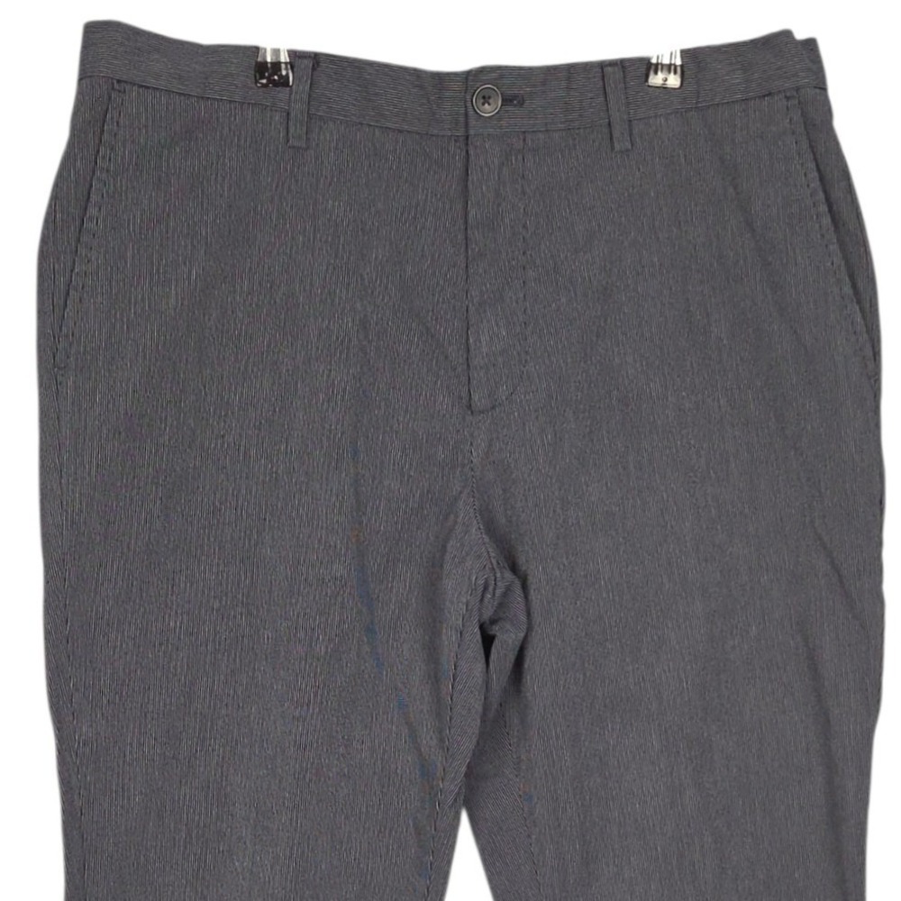 Banana Republic Aiden Fit Pants Mens 36x30 Gray White Micro-Stripe Flat Front